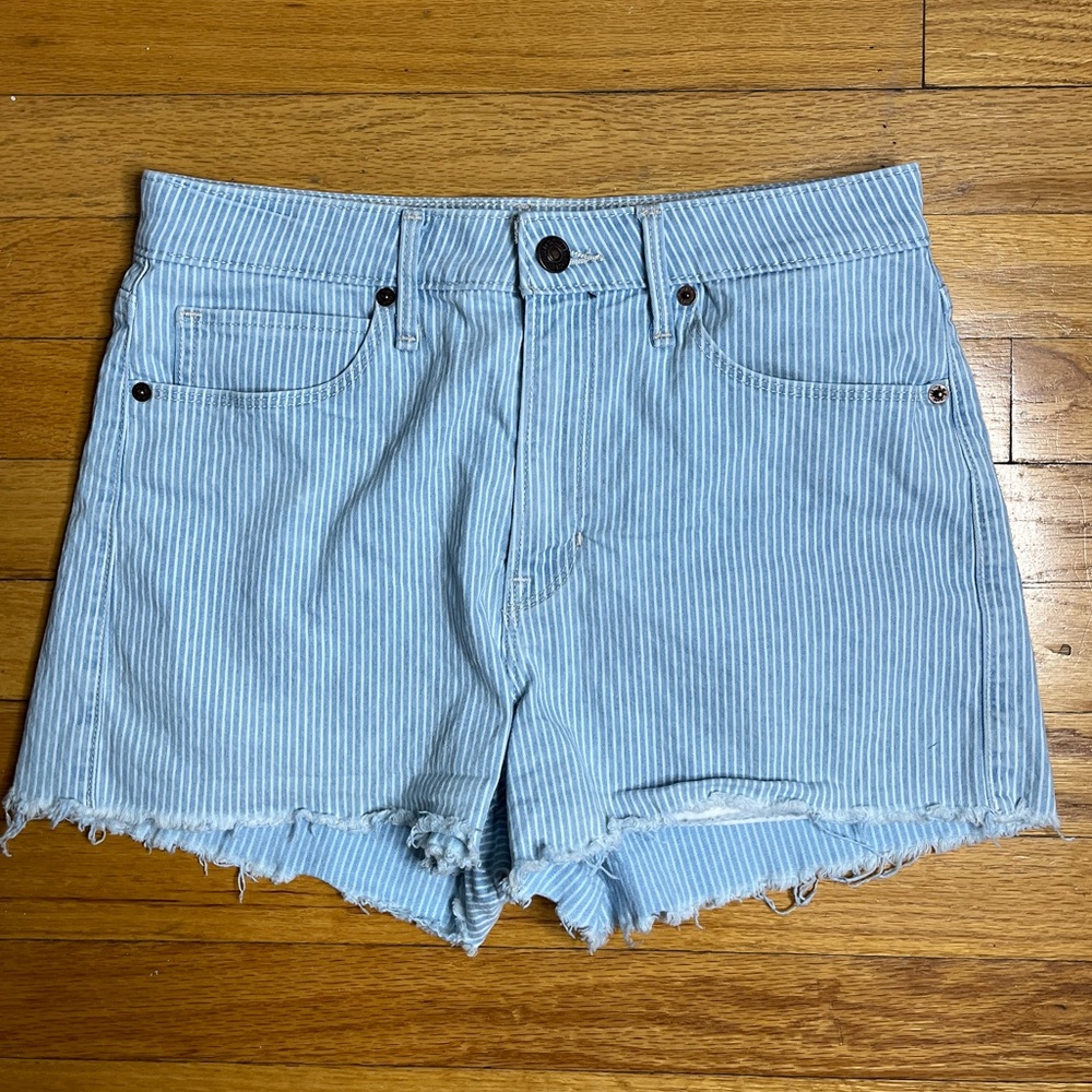 Abercrombie Striped Simone High Rise Denim Shorts